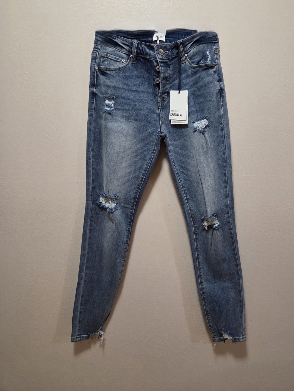 Women's Distressed Blue Skinny Jeans